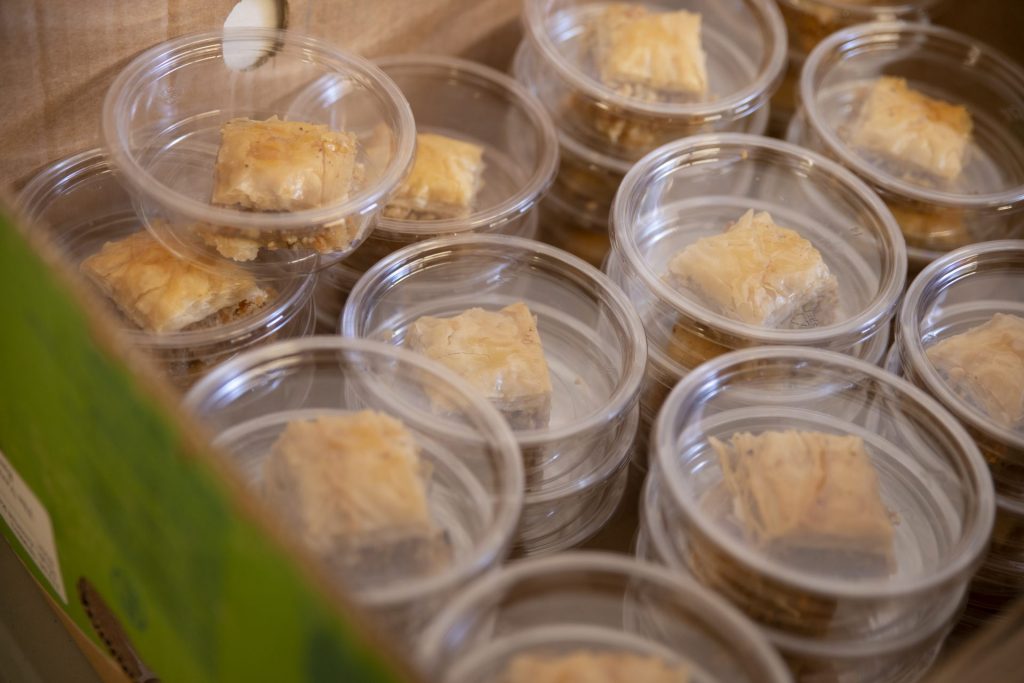 Stacks of packaged baklava