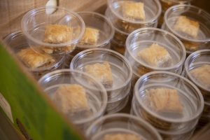 Stacks of packaged baklava