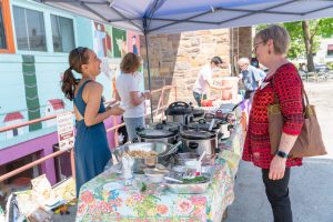 A table with pots of food