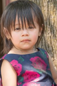 A young tired-looking child