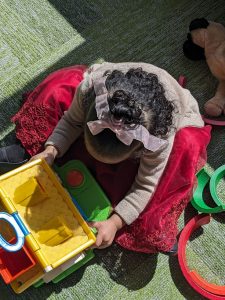 Girl playing with dollhouse. Image: A. Zenie